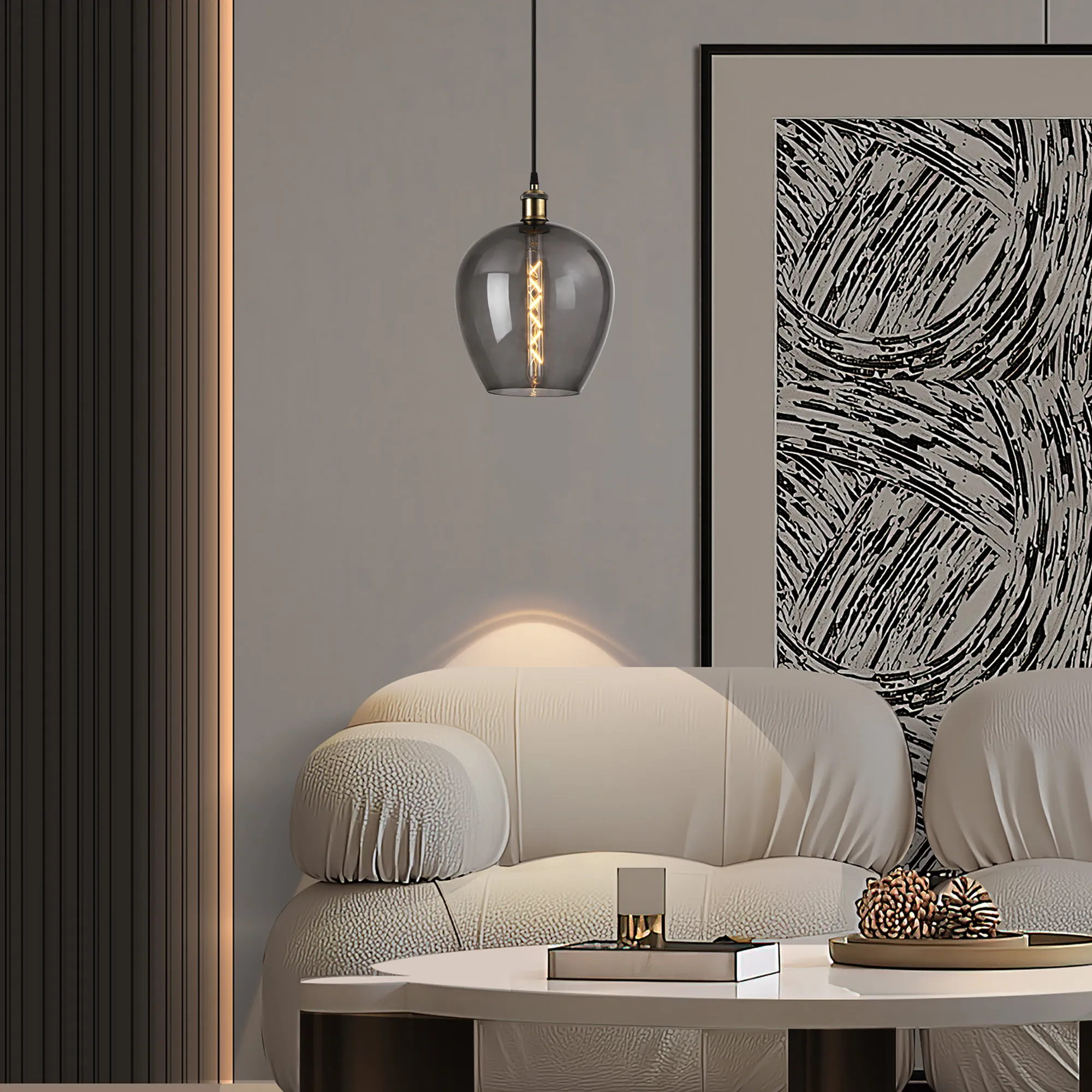 Cawdor Antique Brass Ceiling Lights Deco Single Pendant